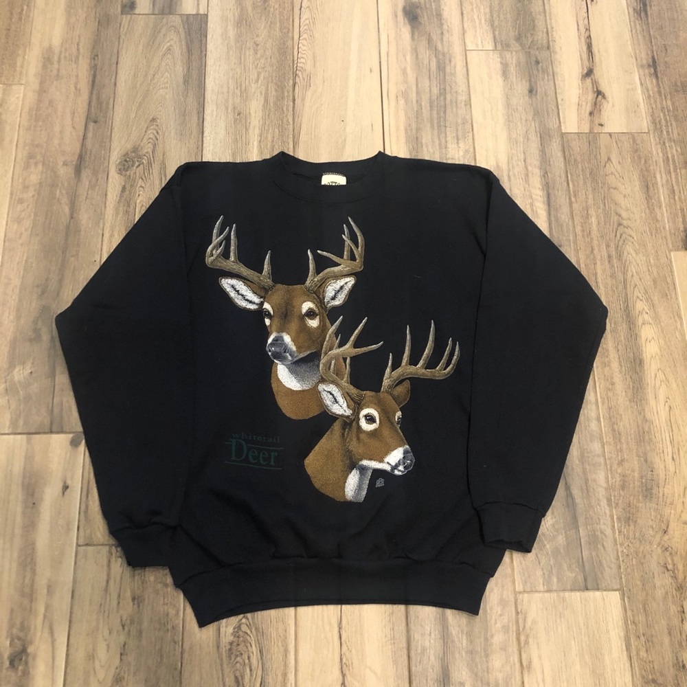 Vintage white tail dear crewneck sweater size L